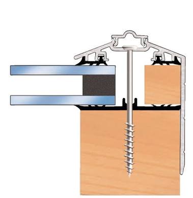 A section through the glazing bar we use. Note the concealed screws